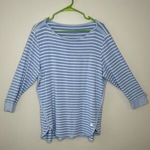 T by Talbots Blue White StripeSoft Stretch Tee Size 1X